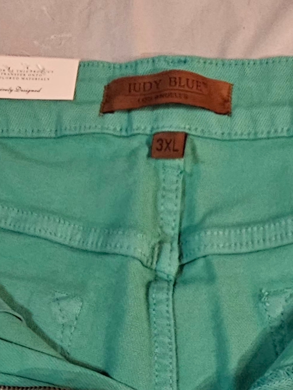 Judy Blue Aquamarine Mid Rise Frayed Hem Denim Shorts Size 3XL - Picture 10 of 15